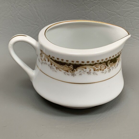 Signature Collection Creamer Queen Anne 113 White Green w/ Gold Trim - Picture 3 of 7